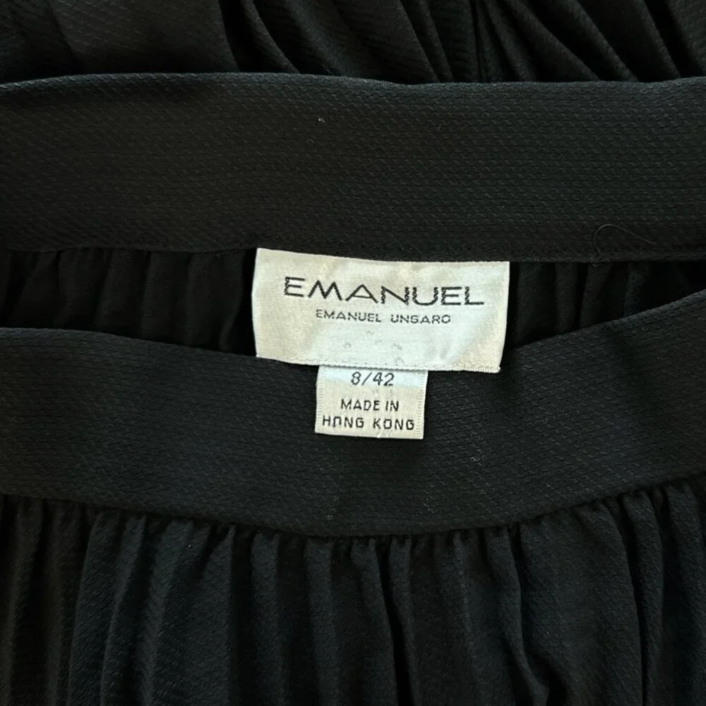 Emanuel Ungaro Vintage Black Lightweight Sheer Pleated Skirt Flirty Size 8 / 42